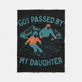 Got Ped By My Daughter Funny Skiing Dad Winter Spo Fleece Blanket