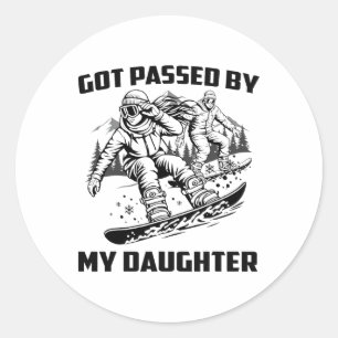 Got Ped By My Daughter Funny Skiing Ski Dad Winter Classic Round Sticker