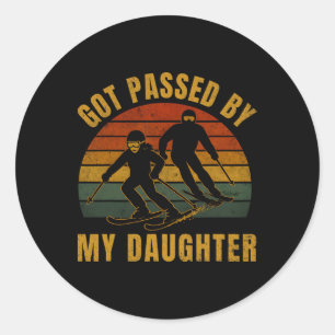 Got Ped By My Daughter Skiing Retro Funny Dad Fath Classic Round Sticker