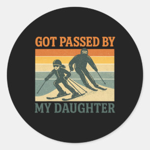 Got Ped By My Daughter Skiing Vintage Funny Father Classic Round Sticker
