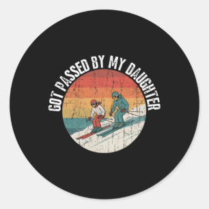 Got Ped By My Daughter Skiing, Vintage Snow Sports Classic Round Sticker