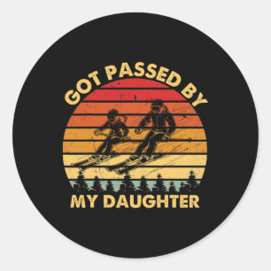 Got Ped By My Daughter Vintage Skiing Father Daugh Classic Round Sticker