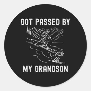 Got Ped By My Grandson Skiing Family Winter Sports Classic Round Sticker