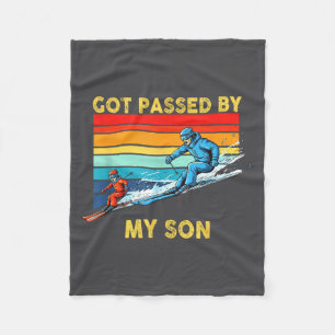 Got Ped By My Son Skiing Family Winter Srts Fun Re Fleece Blanket