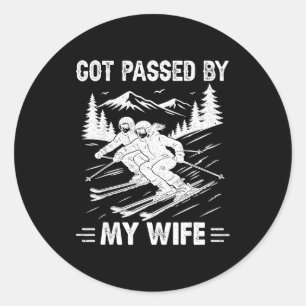 Got Ped By My Wife Funny Husband Cool Skiing Classic Round Sticker