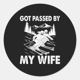 Got Ped By My Wife Funny Skiing Husband Classic Round Sticker