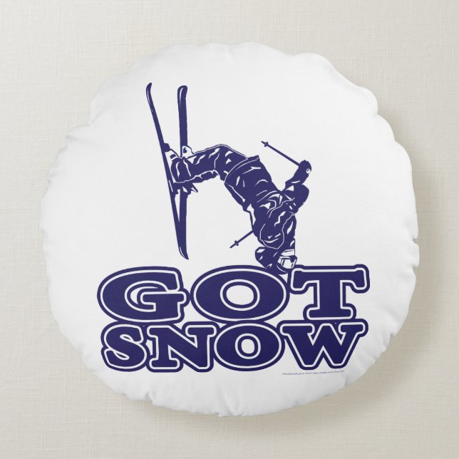 Got Snow Snow Skier Round Cushion (Front)