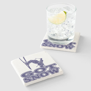 Got Snow Snow Skier Stone Coaster