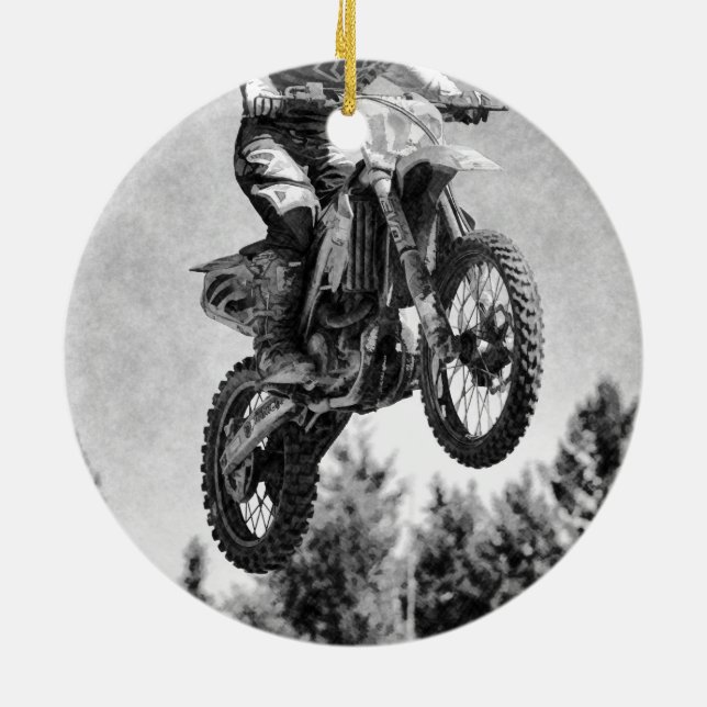 Got Some Air! - Motocross Racer Ceramic Ornament (Back)