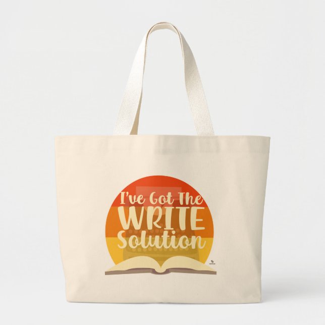 Got The Write Solution Funny Author Logo Large Tote Bag (Front)