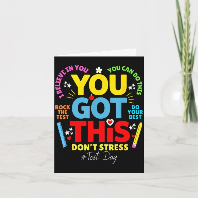 Got this don't stress rock the test test day card (Front)