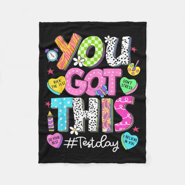 Got This Dont Stress Rock The Test Test Day Fleece Blanket (Front)