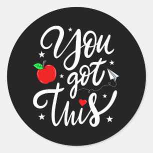 Got This Funny Teacher Student Testing Day Rock Th Classic Round Sticker