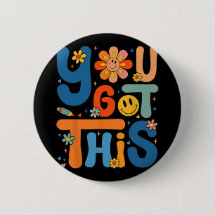 Got This Testing Day Groovy Motivational Teacher S 6 Cm Round Badge