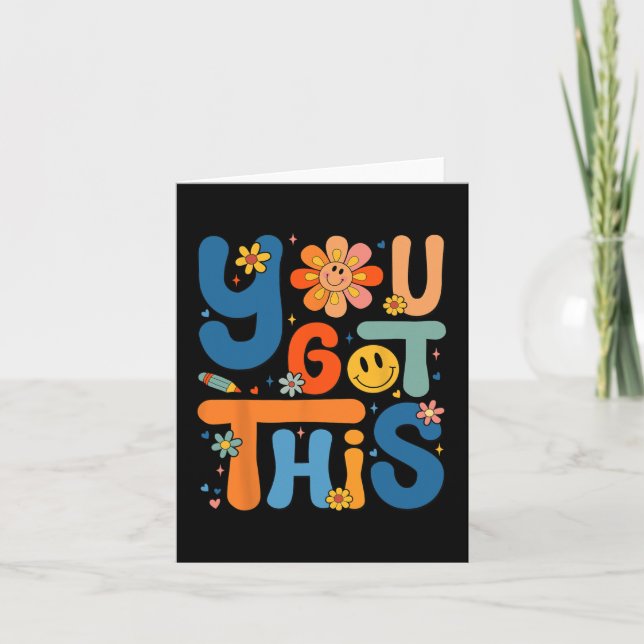 Got This Testing Day Groovy Motivational Teacher S Card (Front)
