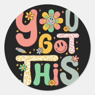Got This Testing Day Groovy Motivational Teacher S Classic Round Sticker