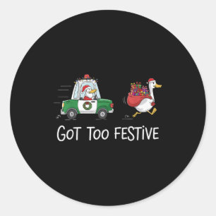 Got Too Festive Silly Goose Santa Christmas Lights Classic Round Sticker