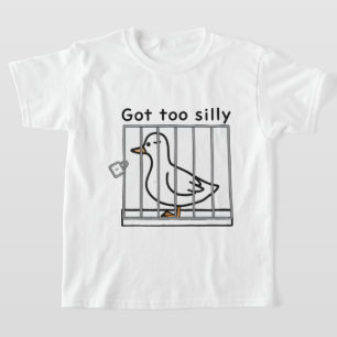 Got Too Silly Distressed Duck in Cage Humor T-Shirt