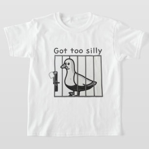 Got Too Silly Distressed Duck in Cage Humor T-Shirt