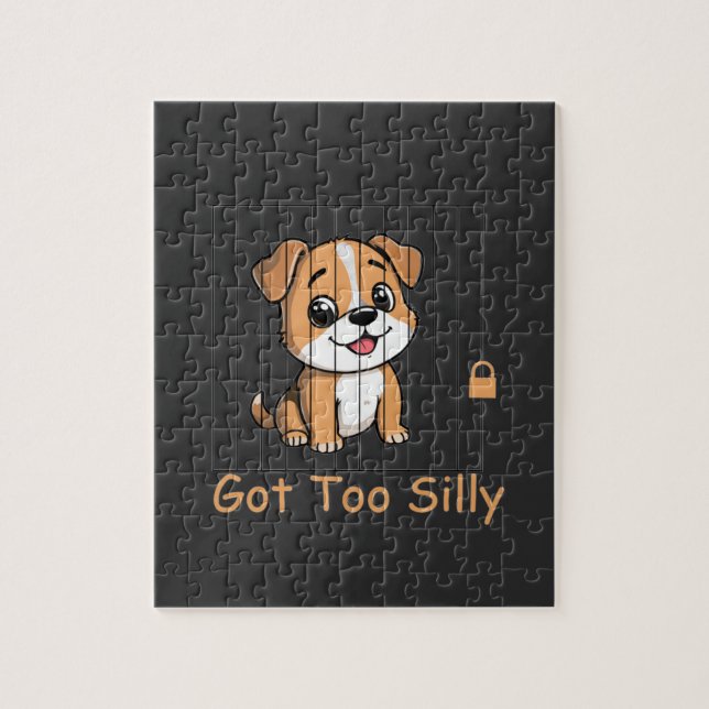 Got Too Silly Funny Dog Pun Humor Jigsaw Puzzle (Vertical)