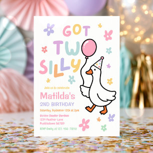 Got Two Silly Goose Girl 2nd Birthday Party Invitation