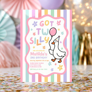 Got Two Silly Goose Girl 2nd Birthday Party Invitation
