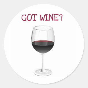 GOT WINE? CUTE WINE GLASS PRINT CLASSIC ROUND STICKER