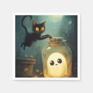 Got You - Halloween Cat and Ghost Napkin