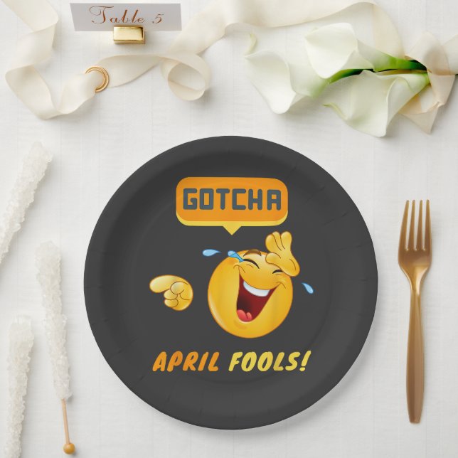 GOTCHA - April Fool's Day Funny Paper Plate (Wedding)