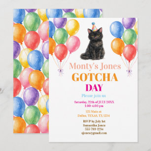 Gotcha day Adoption Party Black Cat Pet Invitation