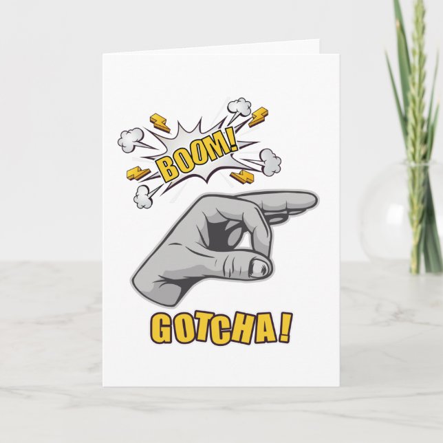 Gotcha Finger Hole Hand Meme Joke Prank Card (Front)