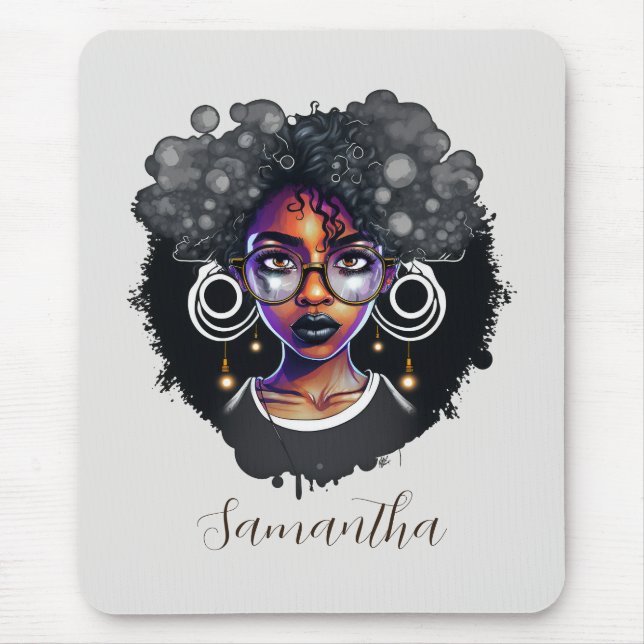 Goth Afro Woman Mouse Pad (Front)