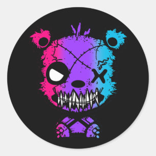 Goth Androgynous Pride Flag Coloured Bear Classic Round Sticker