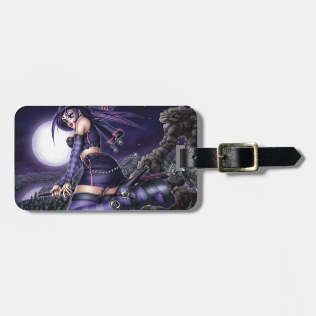 Goth Anime Witch Luggage Tag (Front Horizontal)