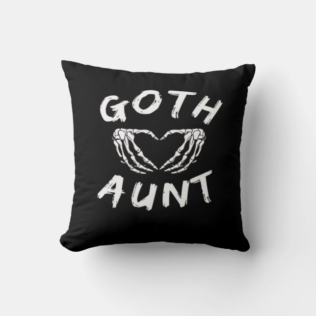 Goth Aunt Funny Emo Auntie Punk Cute Skeleton Hand Cushion (Front)