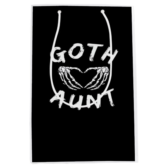 Goth Aunt Funny Emo Auntie Punk Cute Skeleton Hand Medium Gift Bag (Front)