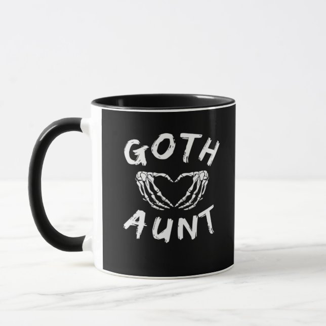 Goth Aunt Funny Emo Auntie Punk Cute Skeleton Hand Mug (Left)