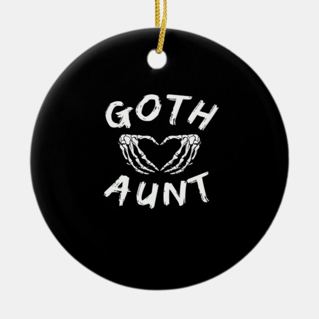 Goth Aunt Punk Skeleton Heart Hands Gothic Design Ceramic Ornament (Front)