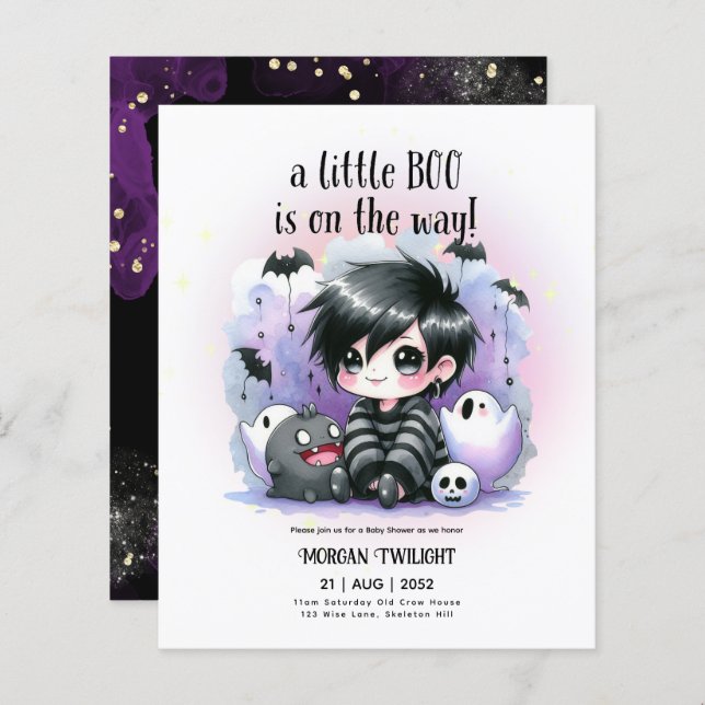 Goth Baby Boy Ghost Little Boo on the Way (Front/Back)