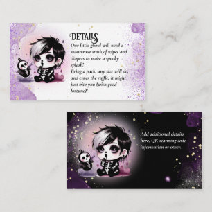 Goth Baby Boy Shower Purple Black Diaper Raffle Enclosure Card