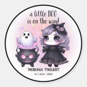 Goth Baby Girl Ghost Little Boo on the Way Classic Round Sticker
