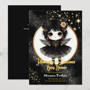 Goth Baby Shower Cute Girl Moonlight Lullabies Invitation