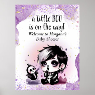 Goth Baby Shower Gender Neutral Purple Black Crow Poster