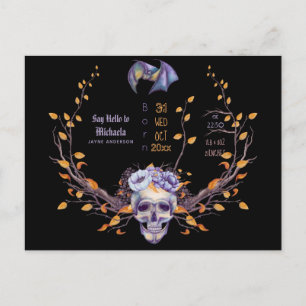 GOTH Baby Stats Arrival Announcement Halloween Postcard