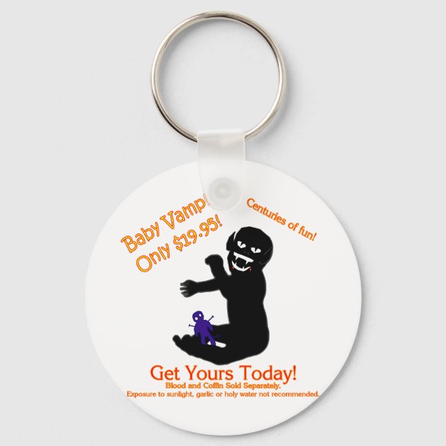 Goth Baby Vampire Voodoo Doll Halloween Humour Key Ring (Front)
