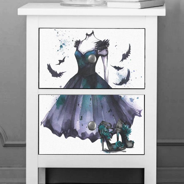 Goth Bat Fashion | Teal Purple Dress High Heels Tissue Paper (Creator Uploaded)