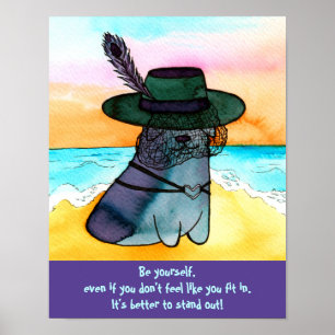 Goth Beach Corgi "Be Yourself" Poster