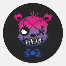 Goth Bisexual Pride Flag Coloured Bear