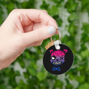 Goth Bisexual Pride Flag Coloured Bear Key Ring