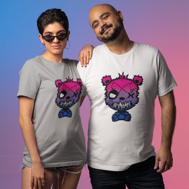Goth Bisexual Pride Flag Coloured Bear T-Shirt (Creator Uploaded)